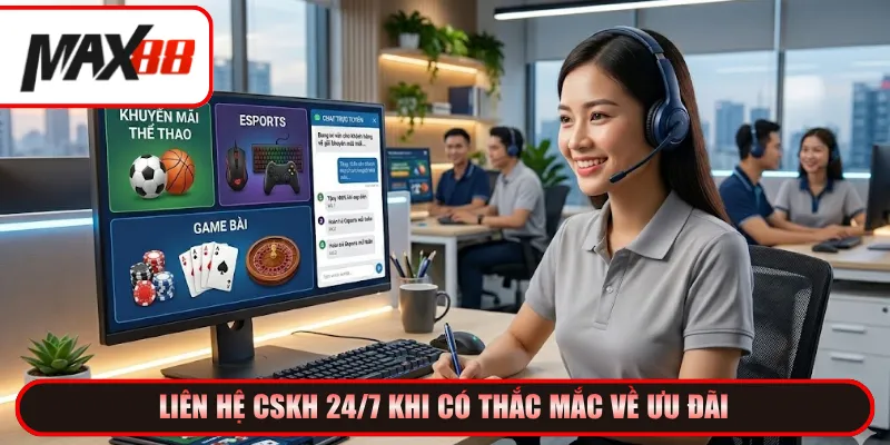 Liên hệ CSKH 24/7 khi có thắc mắc về ưu đãi