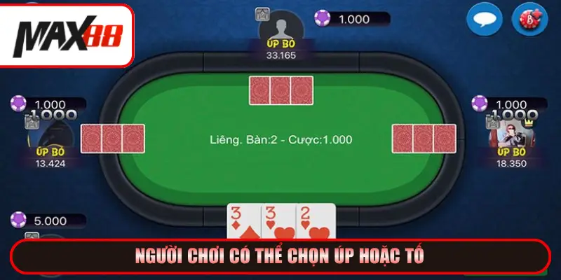 Người chơi có thể chọn úp hoặc tố