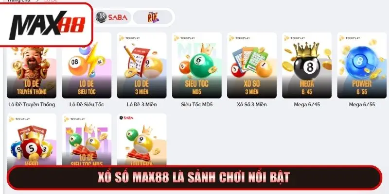 Xổ số Max88 là sảnh chơi nổi bật